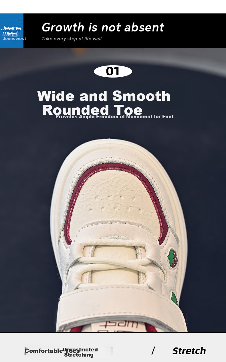 Jeanswest Kids Sweet Cute Velcro Girls' Casual Sneakers D1A006 Rice Wine Red Size 36 3