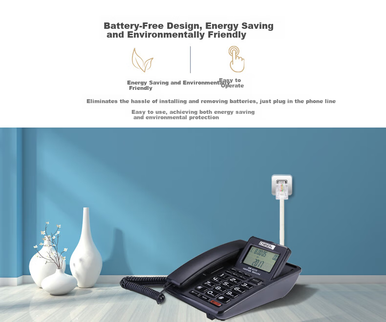 CHINO-E Desktop Landline Telephone with Caller ID Independent Volume Hands-Free Disturbance-Free Wired Corded Telephone with Headset Jack G072 Black for Office Home Elderly 1