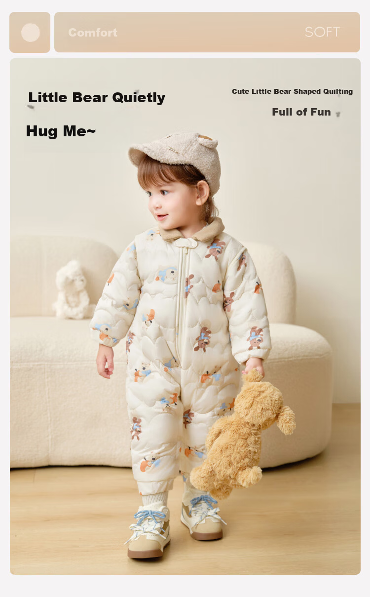 BALABALA Baby Winter Fleece Lined Thickened Romper Jumpsuit for Boys and Girls Toddler Infant Kids 4