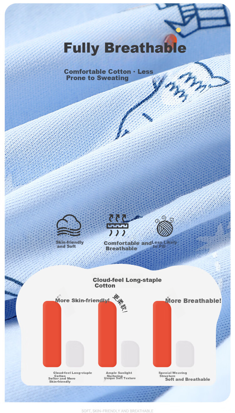 Dingguagua Children's Autumn Cotton Thermal Underwear Set Boys' Round Neck Warm Cotton Pajamas Girls' Autumn Winter Sleepwear Cotton Sweater 4
