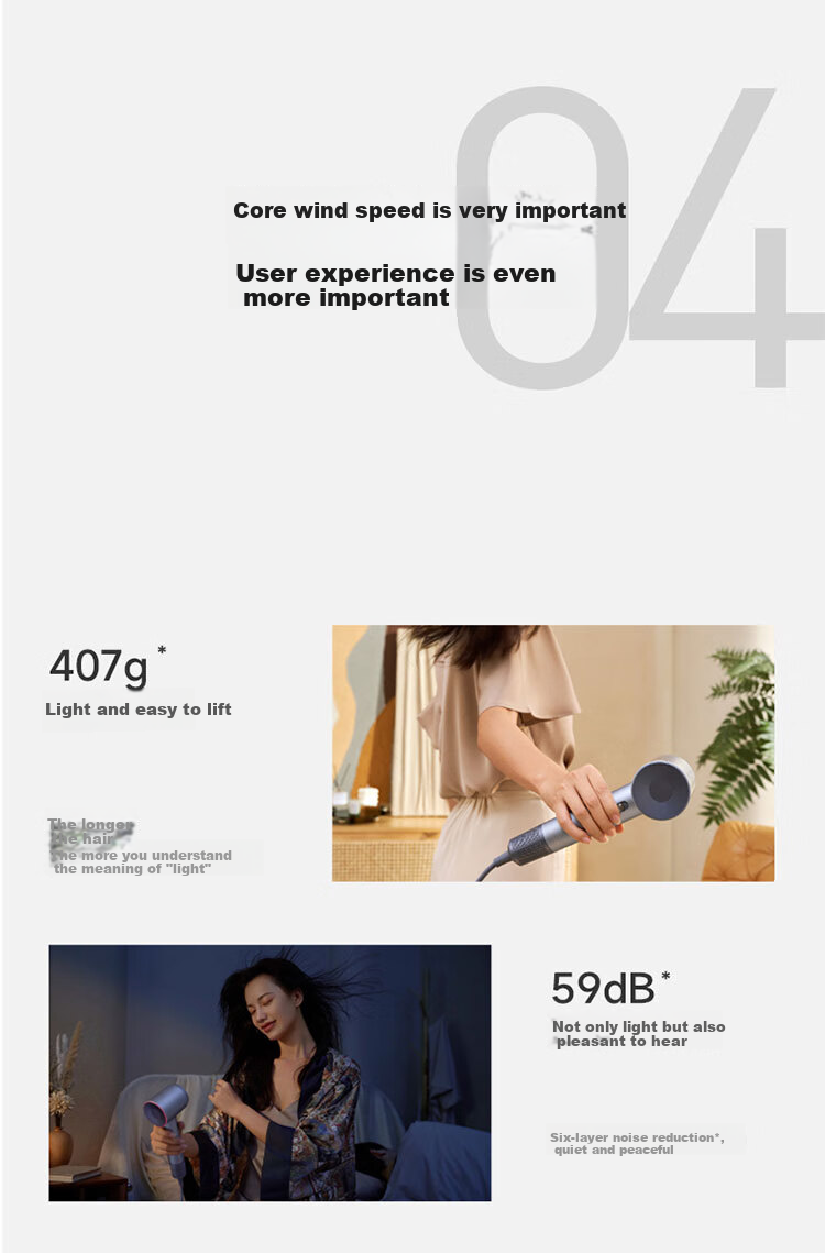 Laifen LF03 Upgraded High-Speed Hair Dryer Fast Drying Home Use Negative Ion Hair Care Blow Dryer Birthday Gift Swift 3+ Aurora Purple 13