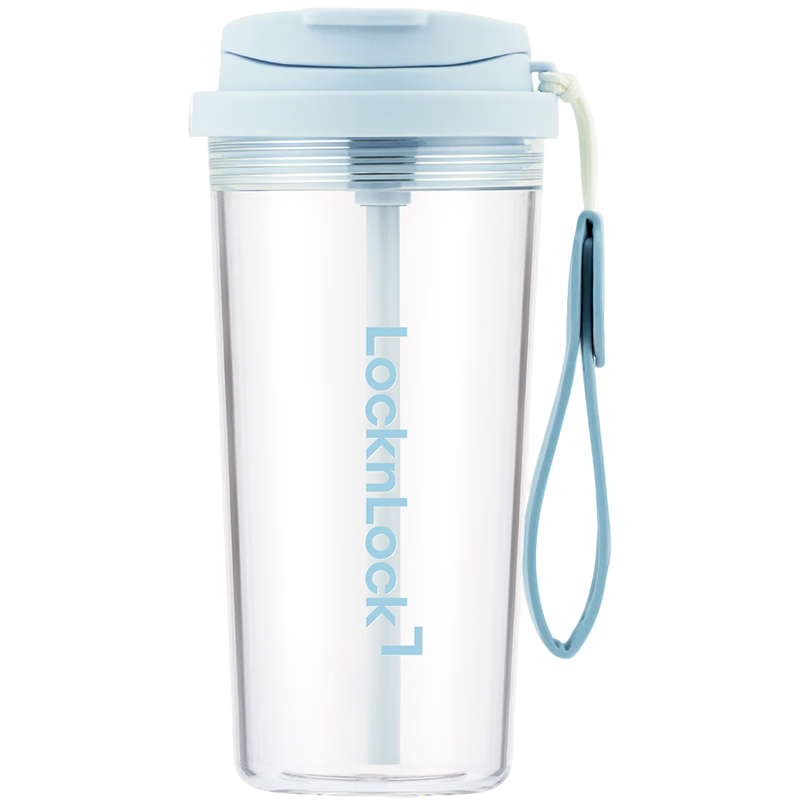 LOCK&LOCK Dual Drink Coffee Cup 2-in-1 Tritan Plastic Portable Water Bottle for Men and Women Students Blue - 560ML
