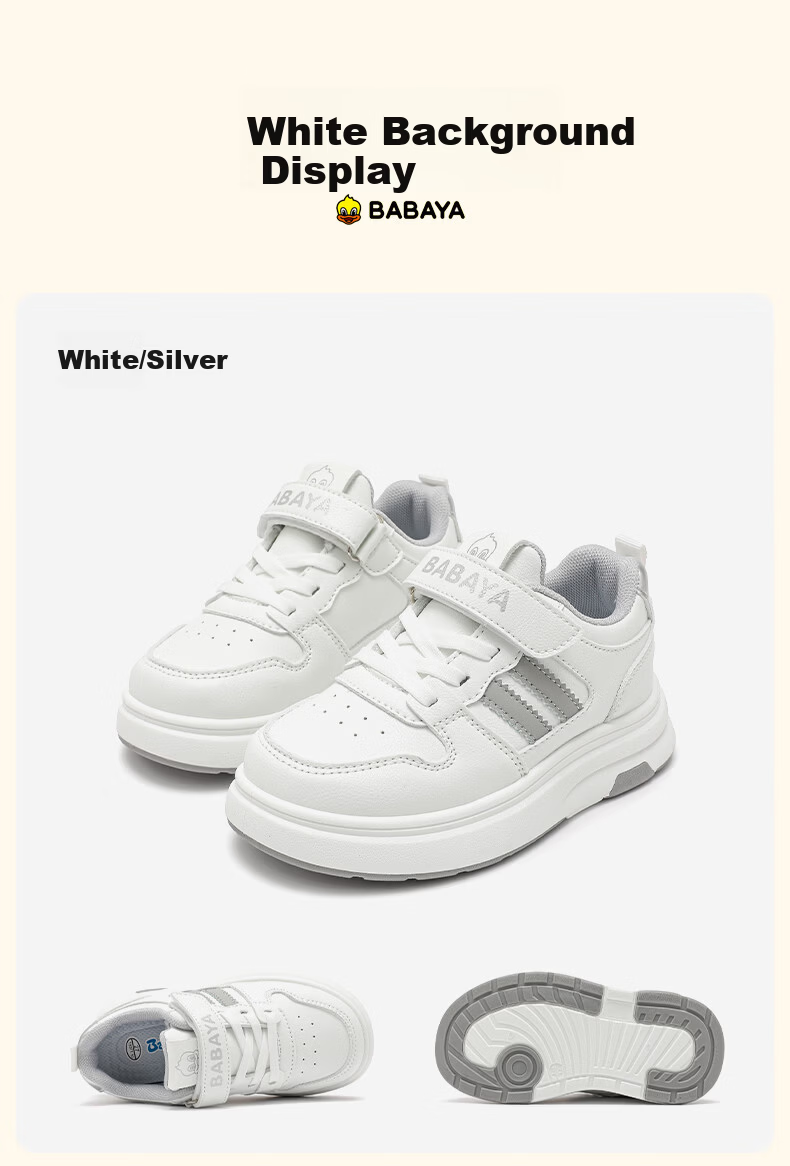 Baba Duck Girls' Children's Sports Shoes Boys' Fashion Casual Sneakers Kids' Versatile White Purple Sneakers Size 34 Model 51862 15