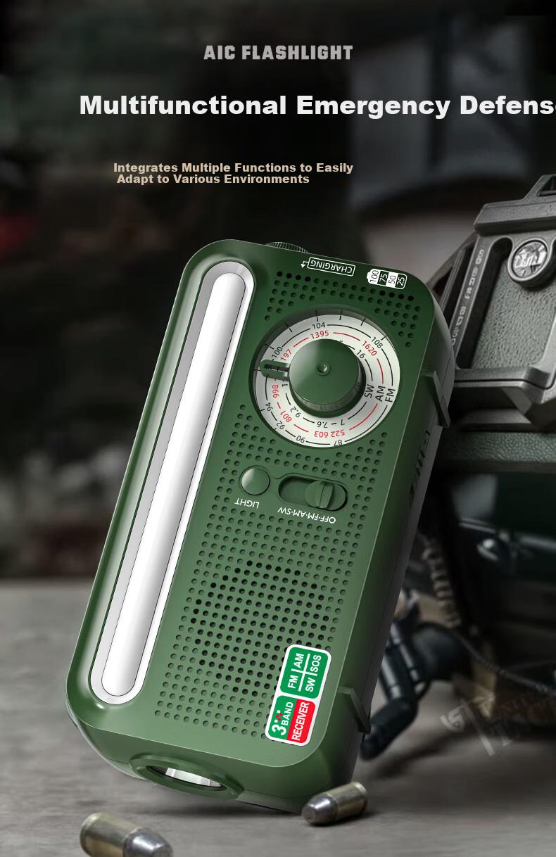SHENYU Hand Crank Generator Radio Flashlight Multifunctional Emergency Outdoor Solar Charging Equipment Lighting Lamp 6