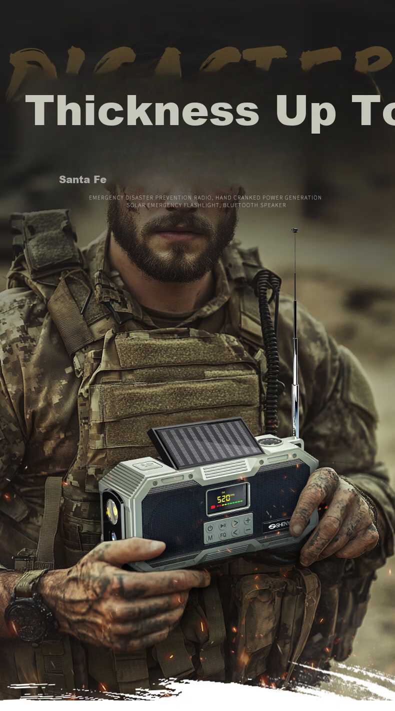 SHENYU Hand-Crank Generator Radio Full-Band High-Quality Sound Flashlight Multifunctional Solar Emergency Military Bluetooth 2