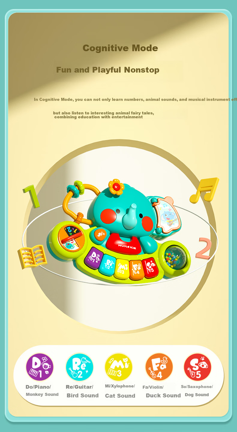 HuiLe Toys Owl Busy Board Infant Toddler Musical Phone Montessori Toy 0-6 Months Birthday Gift 3