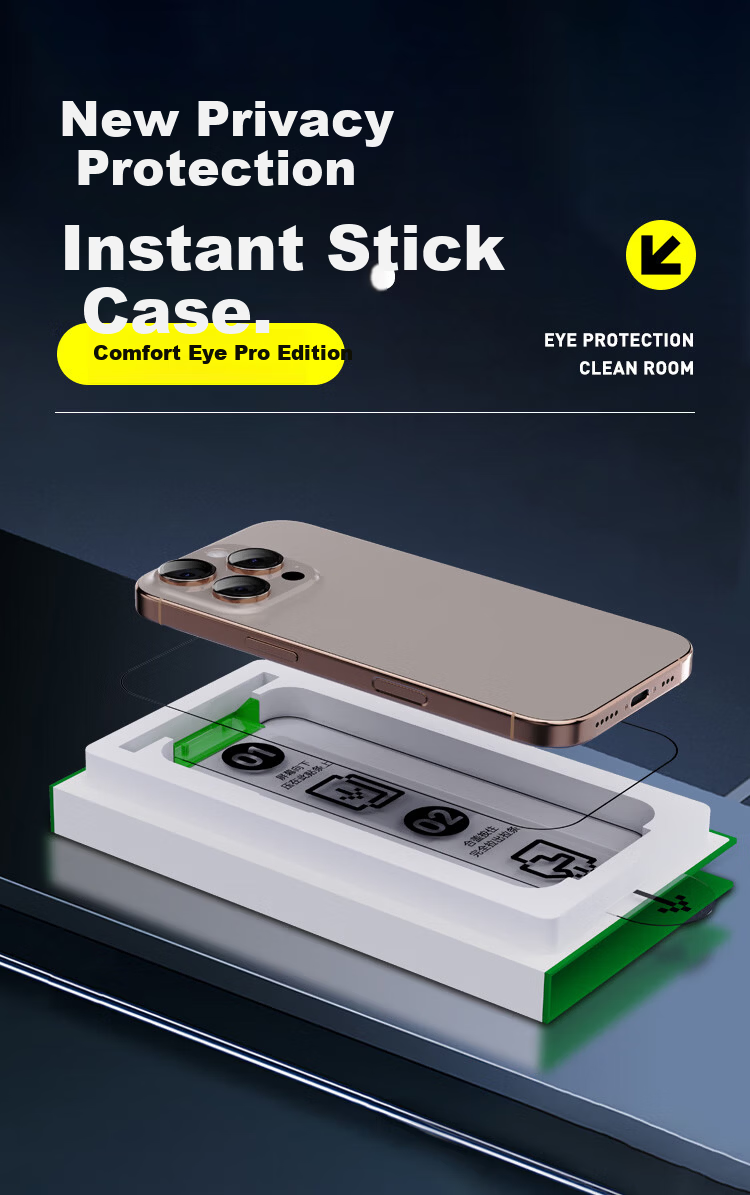 BOSQING [25° Eye Protection Anti-Peeping] Tempered Glass Screen Protector for Apple IPhone 16 Pro Max, Full Coverage Anti-Fingerprint Anti-Spy Earpiece Dust-Proof Film 2