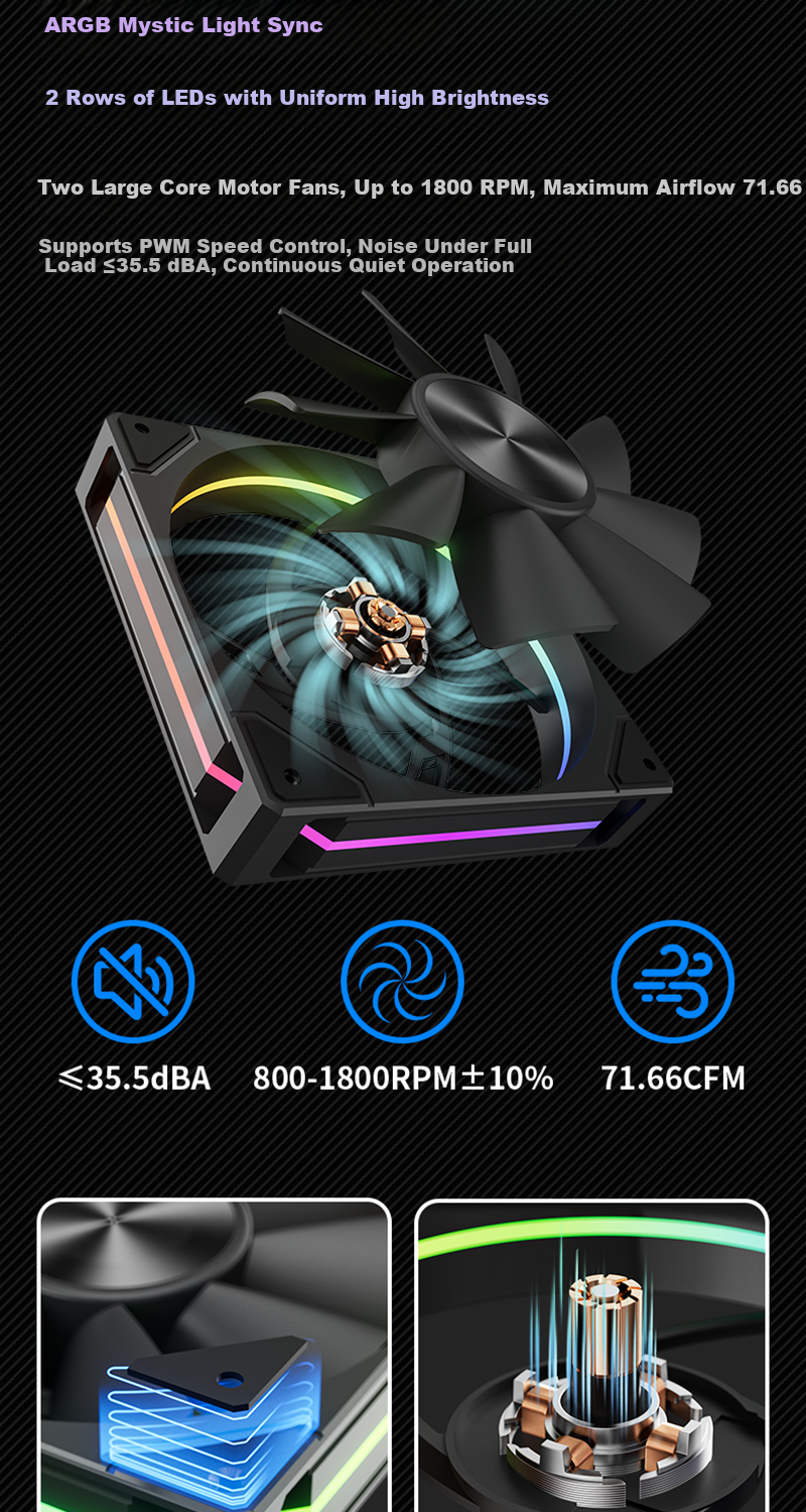 PowerTrain Unknown Player MK8 Black CPU Air Cooler with Screen, 6 Copper Heat Pipes, ARGB Sync, Dual Fans for Desktop PC, 1851/1700/AM4/AM5 6