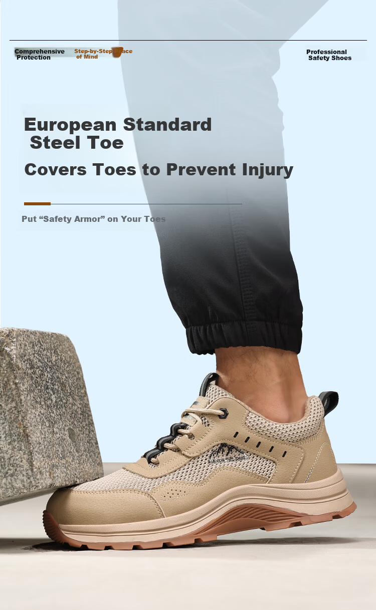 Jingtu Men's Summer Breathable Steel Toe Safety Work Shoes Anti-Smash Anti-Puncture Comfortable Durable 5039FBK Size 43 5