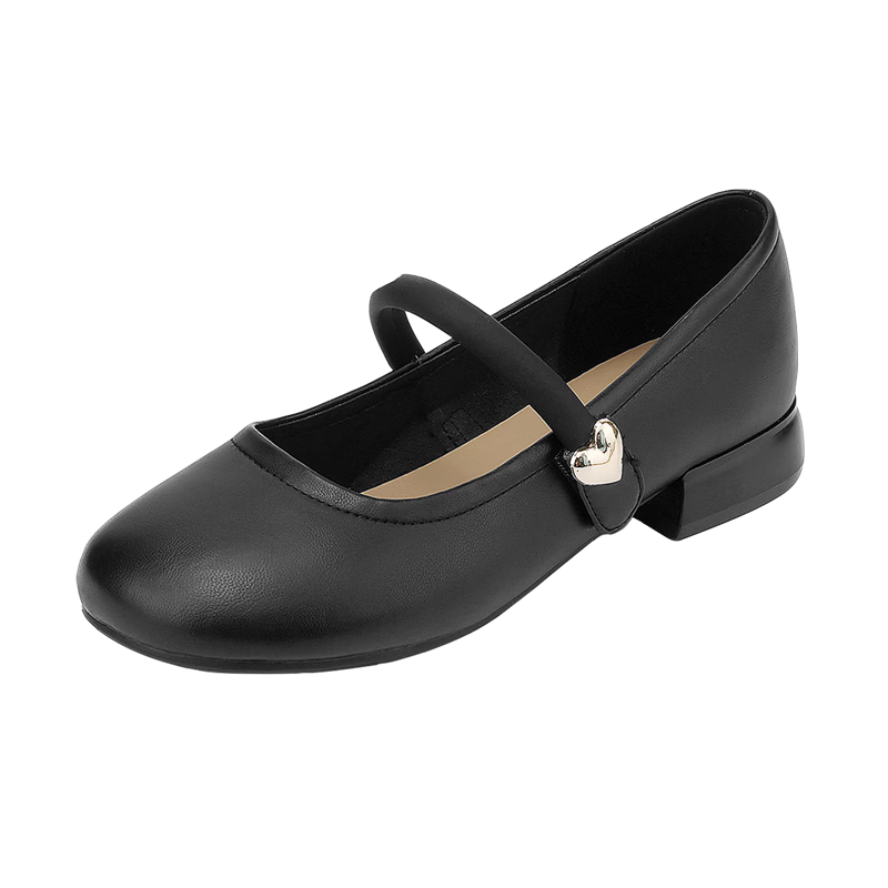 DAPHNE Women's Single Shoes, Cowhide French Mary Jane Shoes, Versatile Chunky Heel Women's Shoes 4024101489 Black Size 38