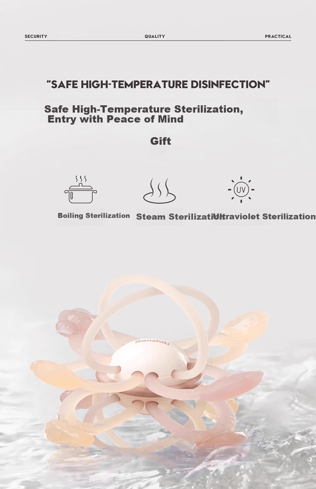 Banshi Li Manhattan Handheld Ball 0-1 Year Oral Stage Infant Teething Soothing Toy Food-Grade Teether Stick 17