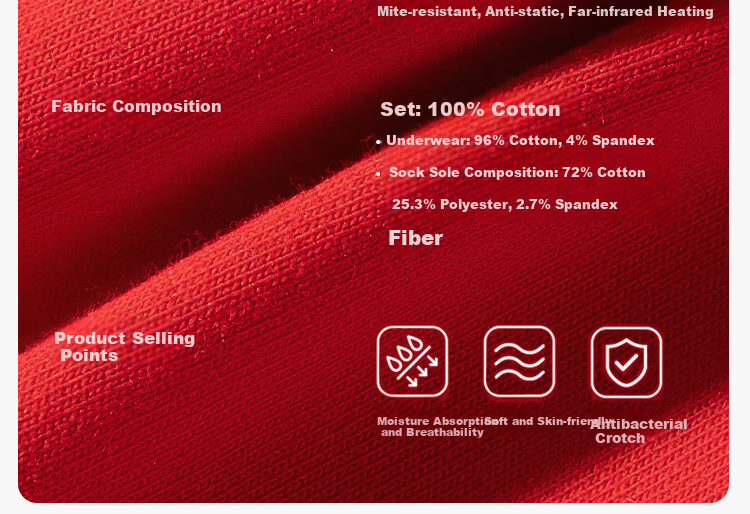 LangSha Women's Red Autumn Thermal Underwear Set Pure Cotton Thin Warm Base Layer for Youth Lucky Year 4