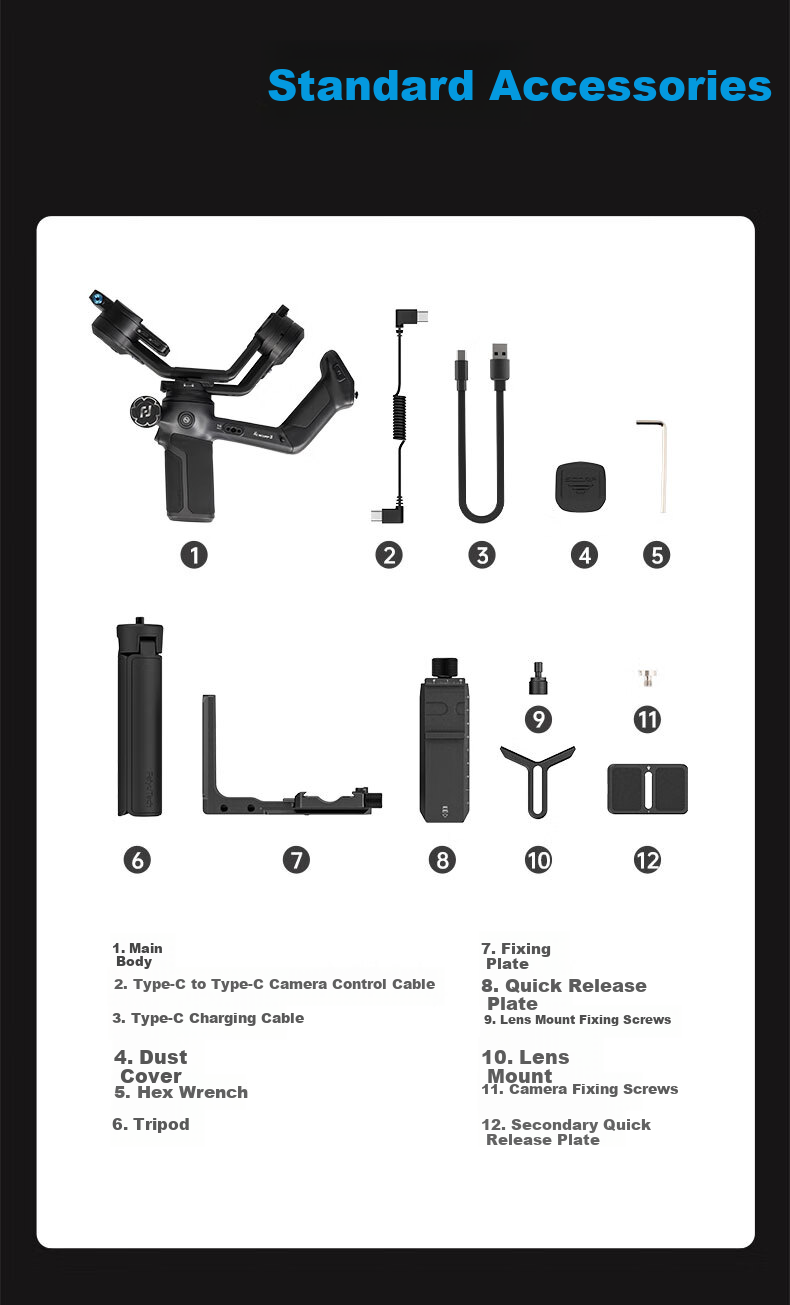 FeiyuTech Scorpion 3 Professional 3-Axis Stabilizer for Mirrorless and DSLR Cameras Live Streaming Handheld Gimbal AI Tracking Camera Stabilizer 20