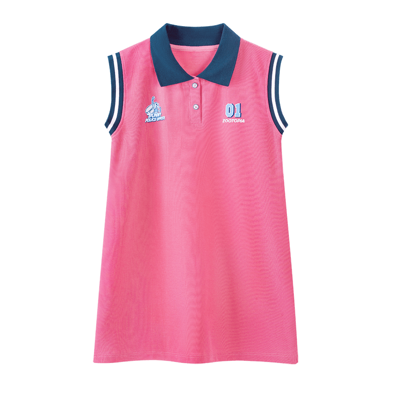 Disney Sweet Dopamine Colorblock Polo Dress 26 Summer Girls Judy Fashion Versatile Comfortable Sleeveless Dress 120