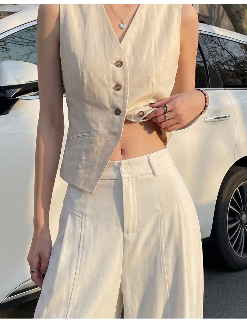 Langsha Women's Linen Wide-Leg Pants 2026 Summer Thin High-Waist Cool Ice Silk Casual Straight-Leg Suit Trousers 24