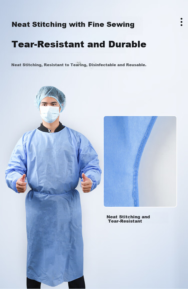 Beifute Disposable Isolation Gown Protective Clothing Blue Reverse Thickened SMS Non-woven Isolation Suit SMS 45g [Thickened 10 Pieces] 7
