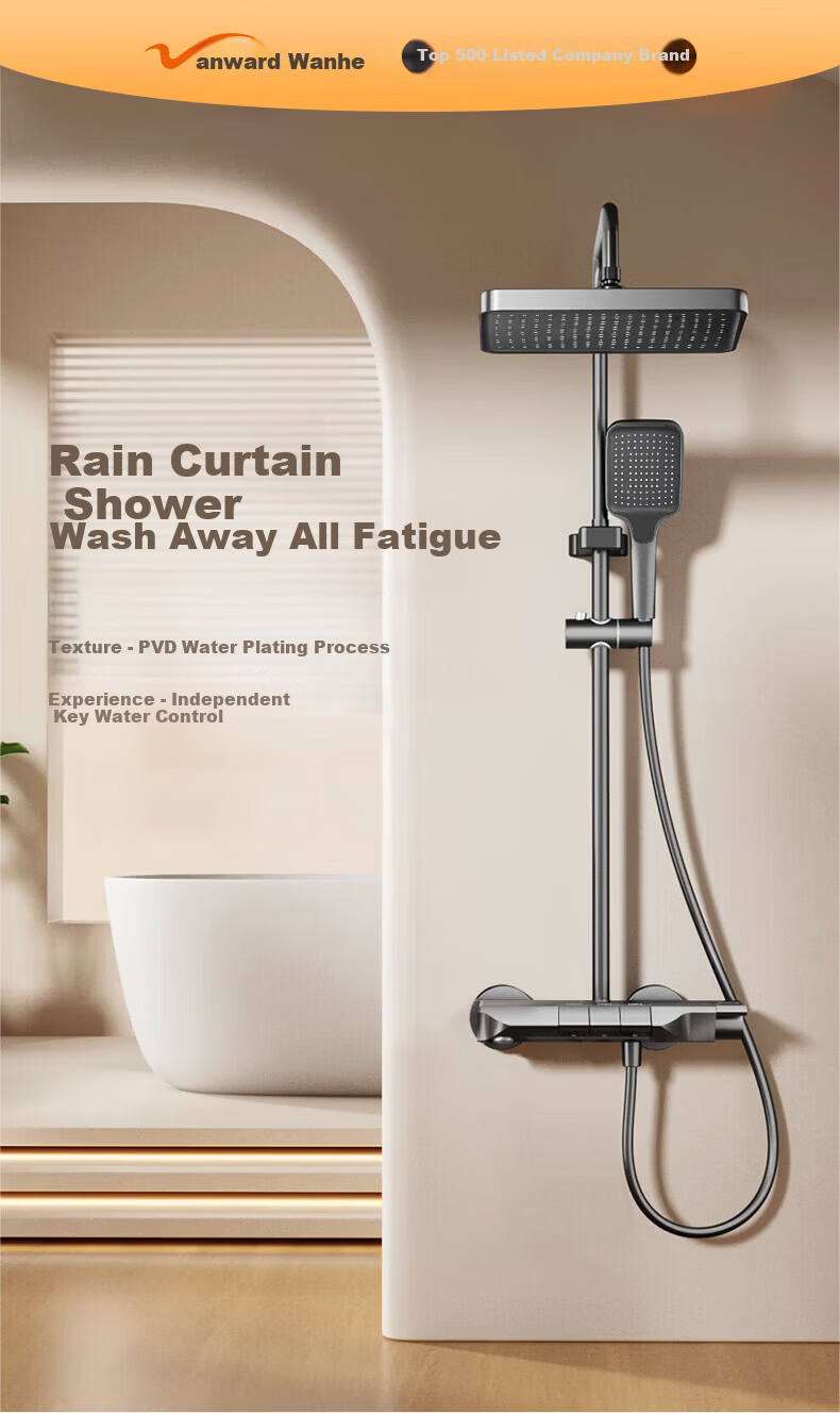 Vanward Shower Set Complete Bathroom Shower Head High Pressure Thickened Main Body Piano Key 52 1