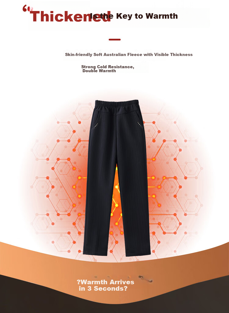 Pastel Windproof Thickened Fleece-Lined Winter Tapered Pants Elastic High Waist Middle-Aged and Elderly Mom Black L 4