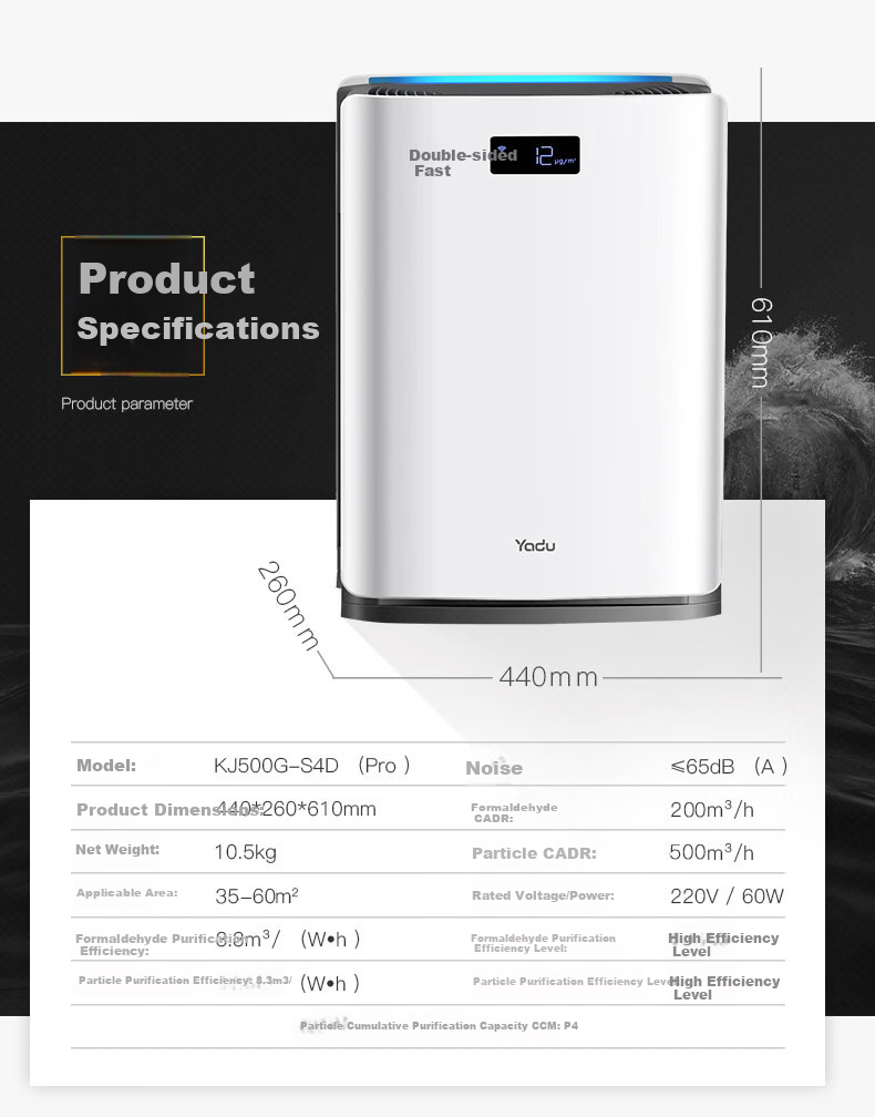 YADU Air Purifier Formaldehyde Removal Disinfection Machine Health Commission Certified Large Space Home Use Formaldehyde Digital Display Pollen and Allergen Removal KJ850F-T850(Hi) 25