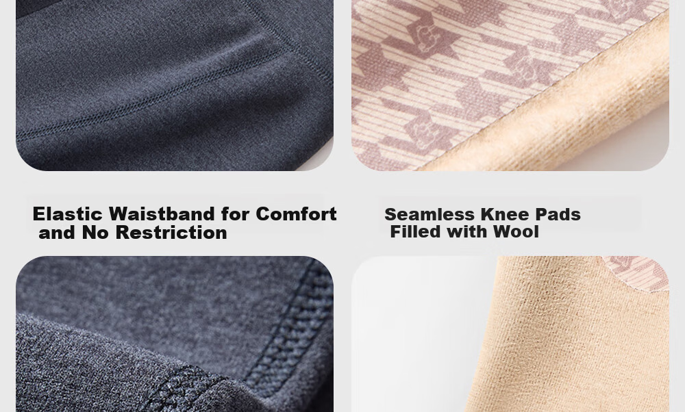 Modal Men's Thickened Thermal Pants with 100% Wool Patches, Wool and Silk Blend Autumn Winter Base Layer Cotton Wool Pants 25