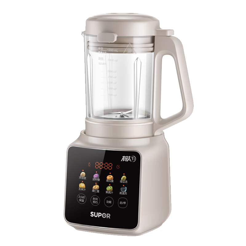 SUPOR 2026 New Silent Noise Reduction Blender 1.2L Small Fully Automatic Home Soy Milk Maker with Titanium Heating Plate Multifunctional High-Temperature Steam Cleaning Food Processor SP008T