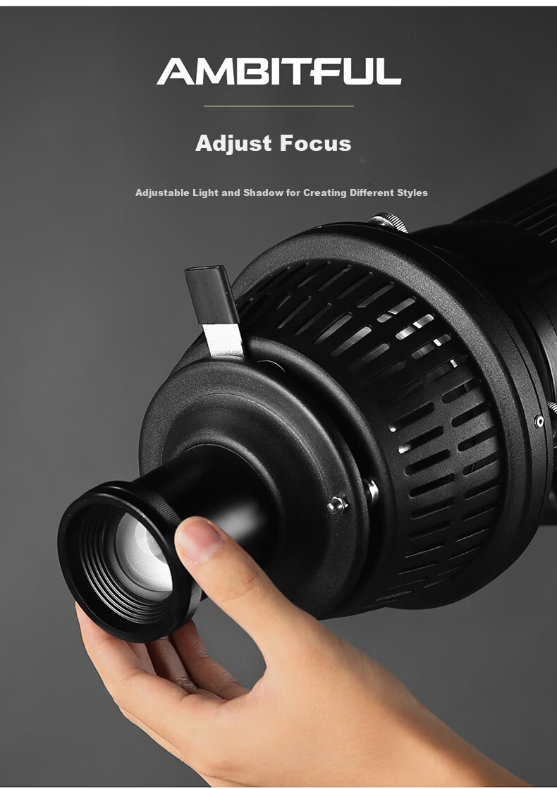 AMBITFUL ZhiJie AL20 Mini Spotlight Compatible with Bowens Mount Yongnuo YN150 Photography Fill Light Optical Focus Projection Modeling Atmosphere Lamp Telescopic Zoom 4