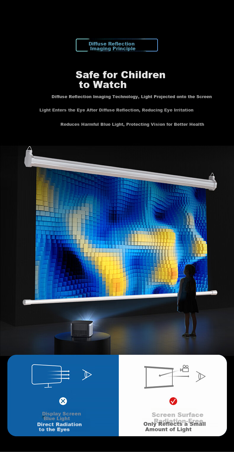 KUAIDUOXIAOWU Factory Custom HD 84-inch 16:9 Projector Screen Electric Remote Control Projection Screen for Conference Room Office Projector Compatible with XGIMI and JmGO 8