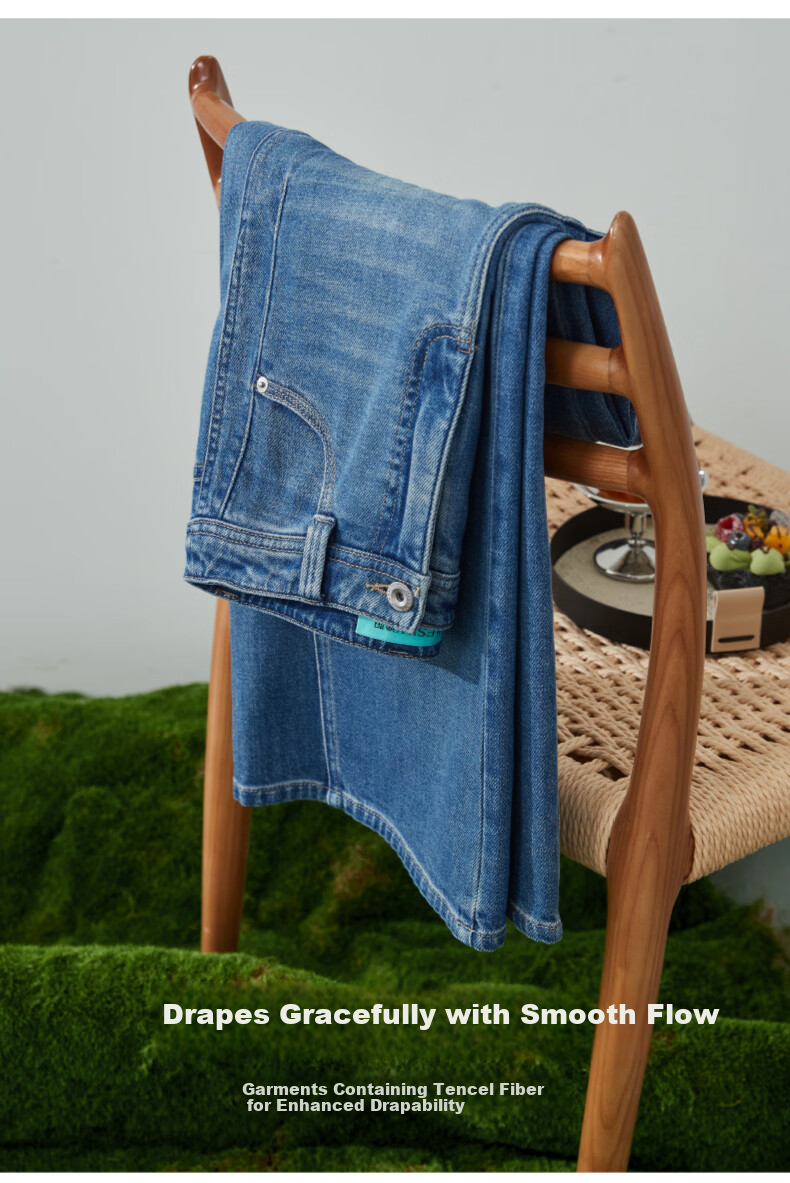 ESE-Y Deconstructed Wide-Leg Pants Women Spring 2026 New Lyocell Cotton Slim High-Waist Straight Denim Jeans Denim Blue 30 10