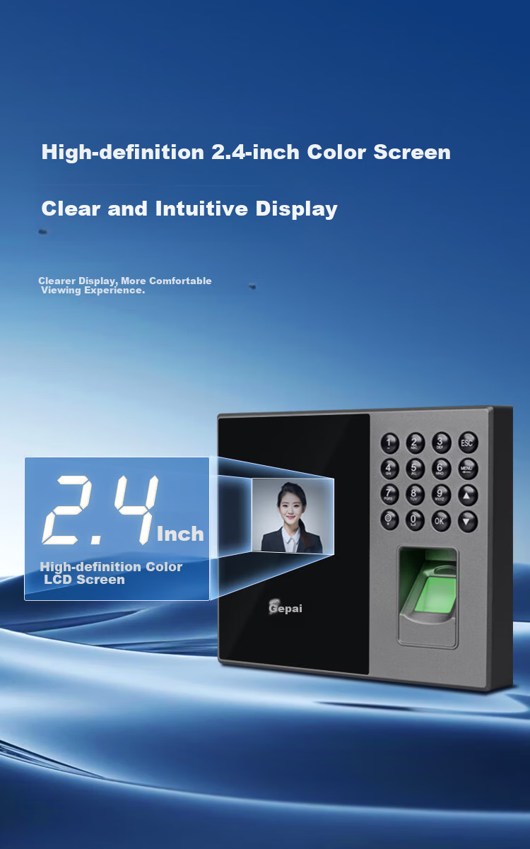 GEPAD Fingerprint Attendance Machine, Bluetooth Connected Mini Program for Attendance Management, Simple Software-Free Self-Generating Reports, ZMQ-330W 6