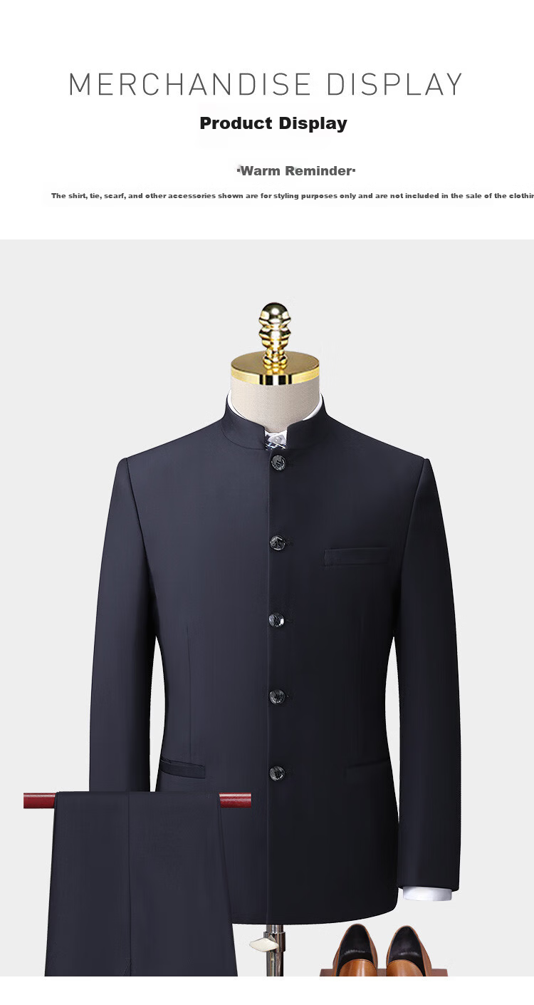 ROMON Zhongshan Suit Men's Wedding Tuxedo Stand Collar Dad Outfit New Chinese Style Groom Engagement Chinese Style Suit 8