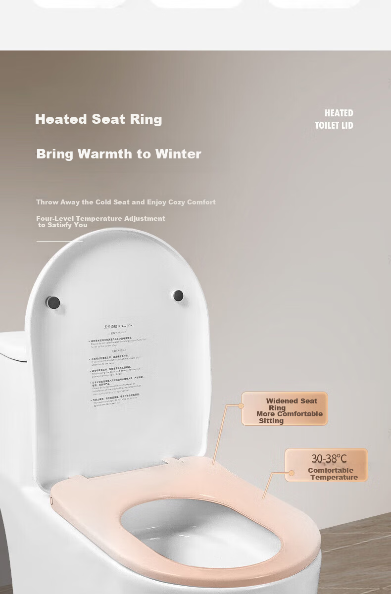 Submarine Smart Heated Toilet Seat with Constant Temperature, Electric V-Shaped Instant Heating Universal Toilet Lid Cover 3
