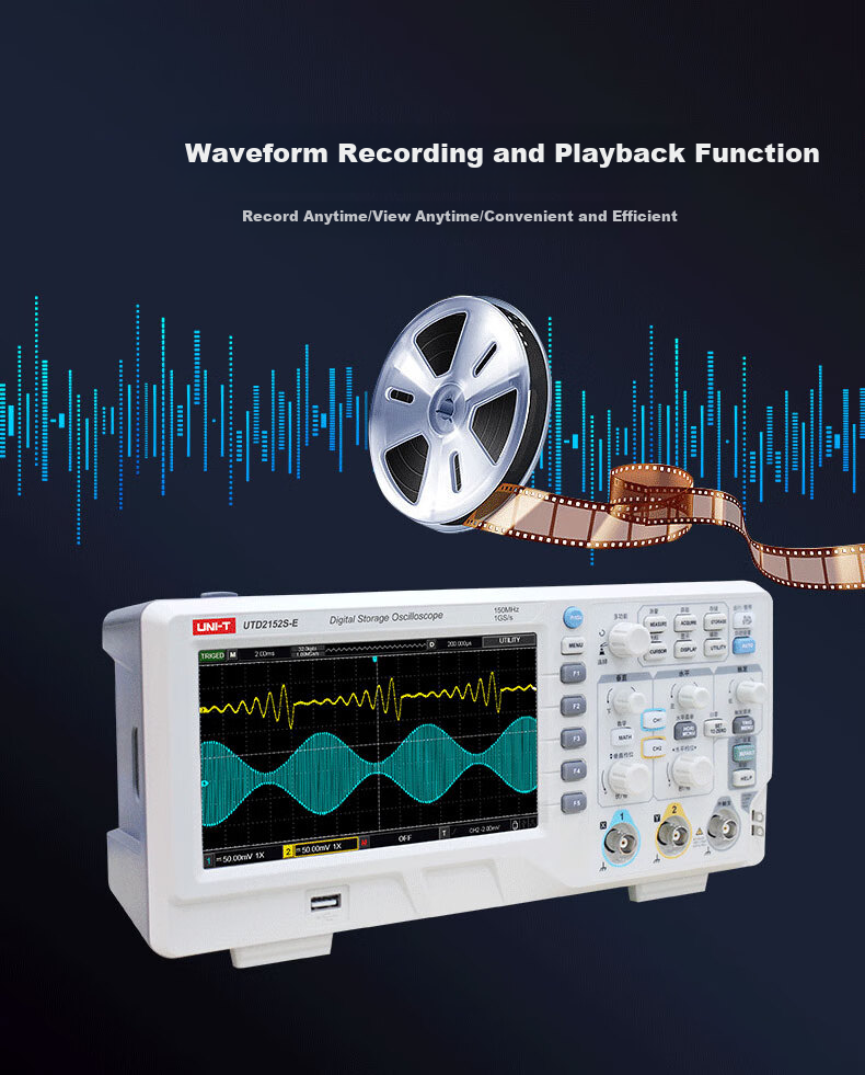 UNI-T UTD2102CEX+, Dual-Channel Digital Oscilloscope, 100MHz Bandwidth, 1GSa/s Sampling Rate, Digital Storage Oscilloscope 5