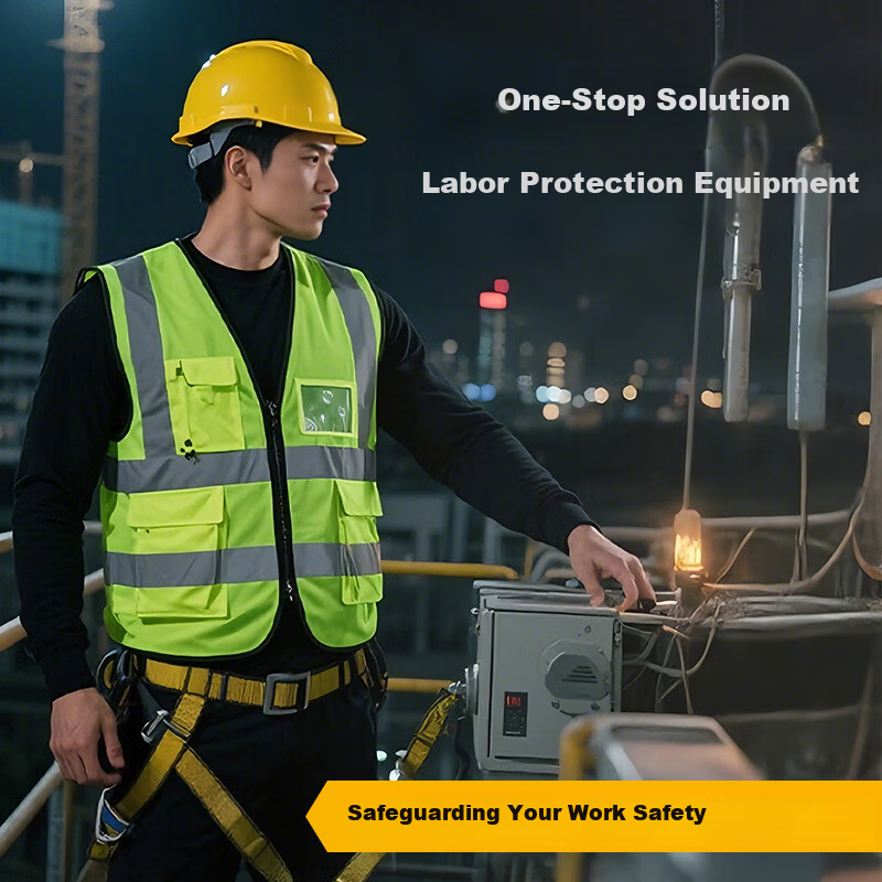 Haoma Reflective Vest Safety Workwear Construction Site Vest Vehicle Inspection Logistics Worker Reflective Jacket Thickened Multi-Pocket - Red [Same/Next Day Delivery] 1