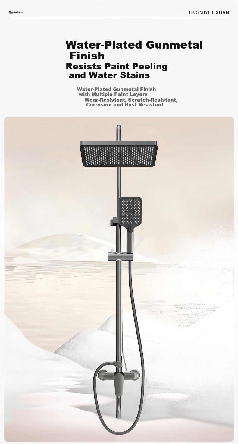 Jingmi Premium Shower Set Brass Gunmetal Shower Head Full Home Pressurized Bathroom Shower System 6