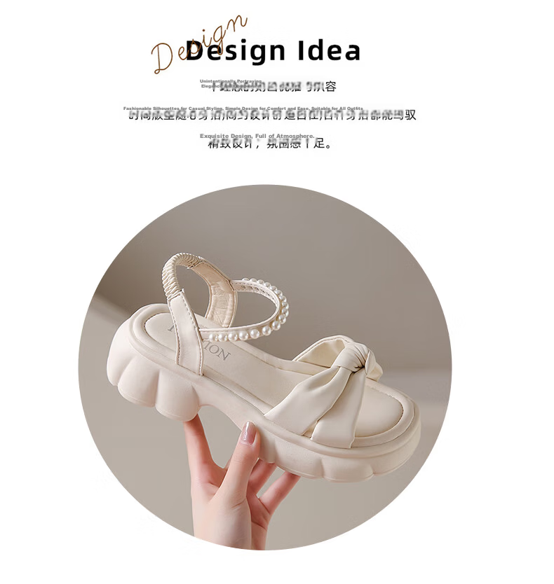 Cartelo Crocodile Women's Sandals Summer New Fashion Flat High Heel One-strap Casual Shoes 1779 Beige 38 3
