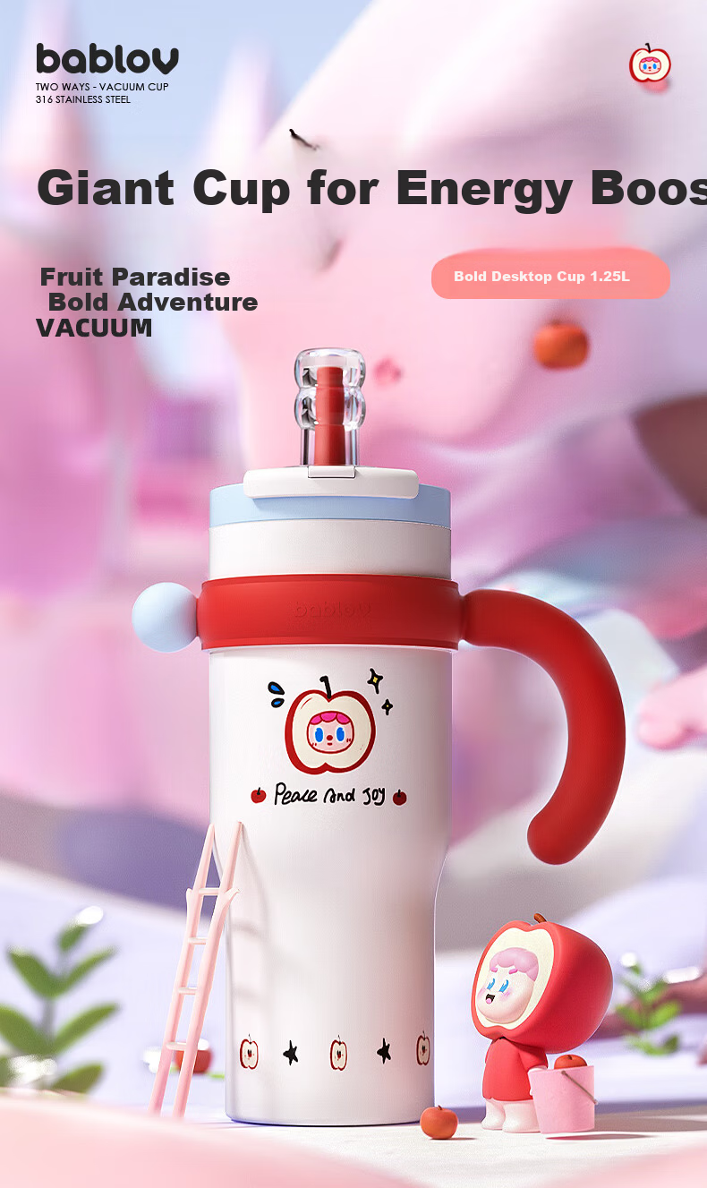BABLOV Insulated Kids 316L Stainless Steel Portable Silicone Straw Water Bottle 3
