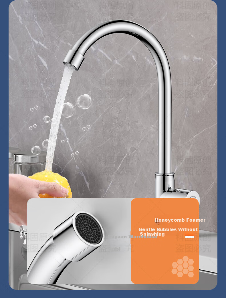 KEGOO Kitchen Single Cold Water Faucet Sink Basin High-Arc Rotatable Tap K2041 12