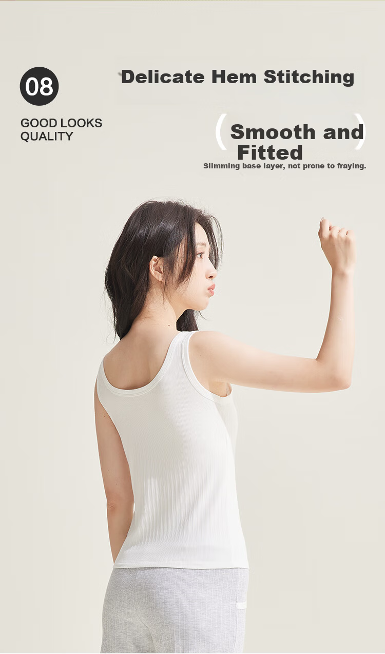 Hodo Women's Vest, Soft Cotton Elastic Vertical Striped with Chest Pads, Inner Wear Simple Can Be Worn As Outer Vest 1