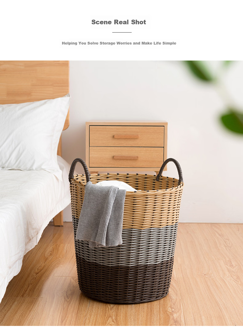 Weijian Large Capacity Foldable Rattan-Like Laundry Hamper, Clothes Storage Basket, 41*30*38cm 9