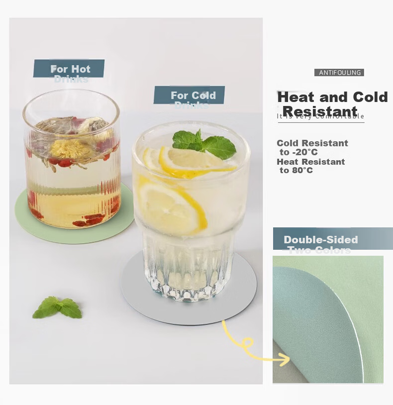 Gusi Tea Coaster Heat Insulation Absorbent Coffee Cup Mat Anti-Scald Bowl Mat Green/Gray Diameter 12cm (4 Pieces) 6