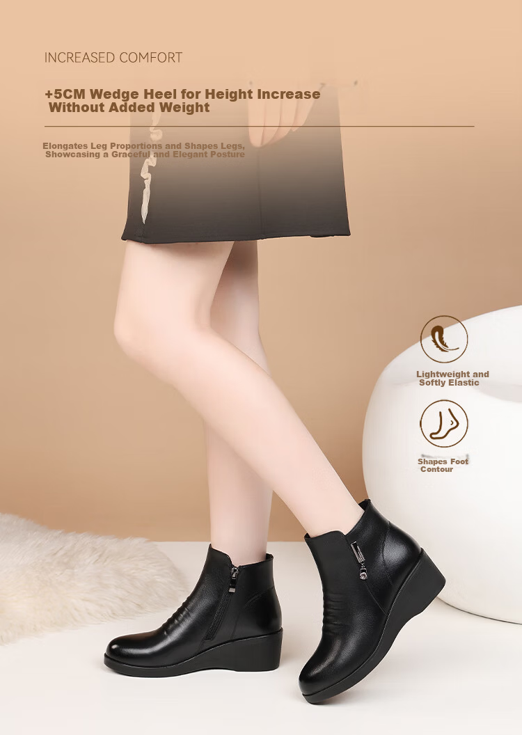 Red Dragonfly Women's Winter Short Boots Fleece Lined Warm Lightweight Soft Sole Cotton Boots Versatile Commuter Mom Boots WTC457161C Black Size 37 4