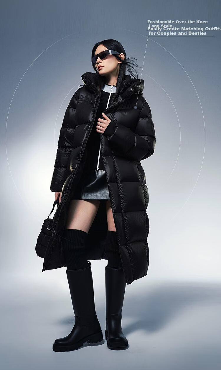 BOSIDENG Unisex Puff Winter Goose Down Thickened Hooded Extra Long Mall Style Down Jacket 5