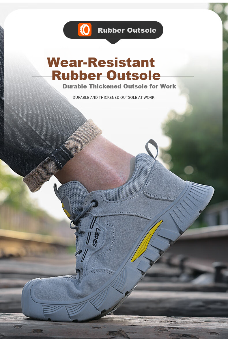 JUNBU Men's Safety Work Shoes Steel Toe Anti-Smash Anti-Puncture Lightweight Comfortable Durable Construction Site Safety Shoes 0266F Size 40 4