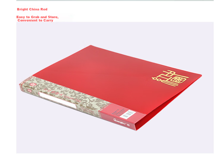 GuangBo High-Quality Double Strong A4 File Folder/Colored Document Folder Red A2052 9