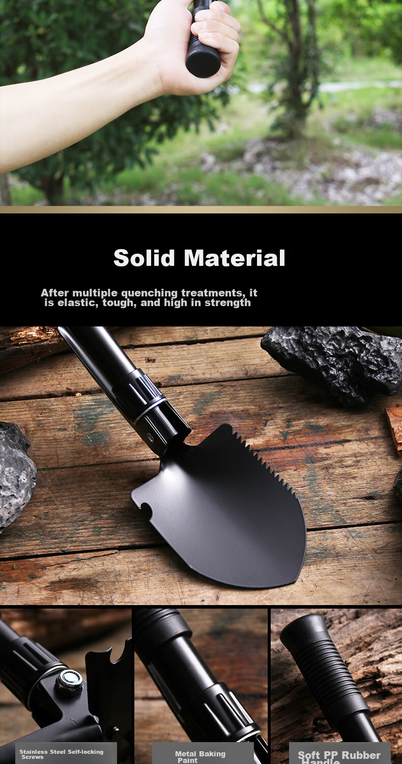 JAJALIN Multi-Functional Folding Shovel, Military Entrenching Tool, Car-Mounted Combat Shovel, Outdoor Camping Hoe And Pickaxe 2