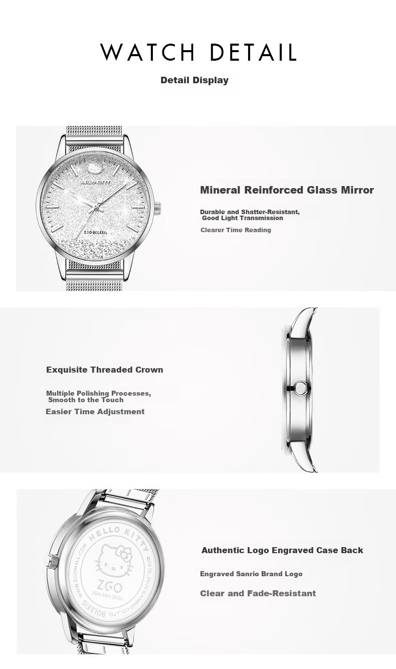 Hello Kitty Sanrio Women's Luxury Fashion Mechanical Style Quartz Watch Birthday Valentine's Day Gift for Girlfriend 256 12
