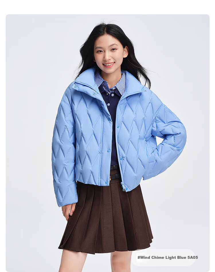BOSIDENG Women's Spring and Autumn 90% Down Lightweight Stand Collar Slim Fit Short Casual Versatile Jacket 21