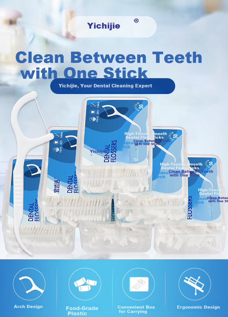 Yichijie Dental Floss, Ultra-Thin, for Home Use, Bagged, High Tensile Strength, Smooth, Disposable Dental Floss Picks, 150 Pieces X 4 Bags 1