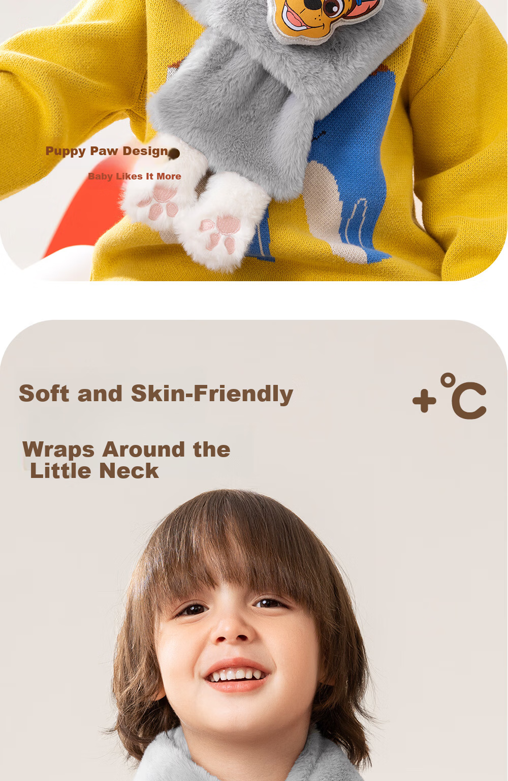 PAW PATROL Kids Scarf and Neck Warmer with Five-Finger Gloves Set for Boys and Girls, 2-Piece, Gray 6