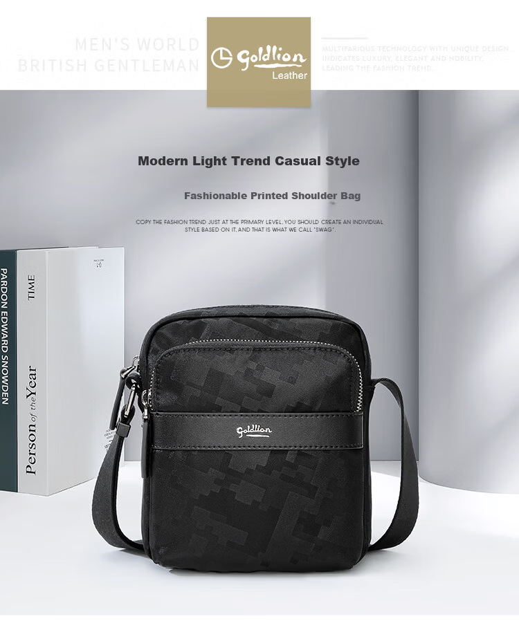 Goldlion Vertical Shoulder Bag Small Crossbody Bag Large Capacity Lightweight Durable Fabric Men's Bag New Year Gift 3